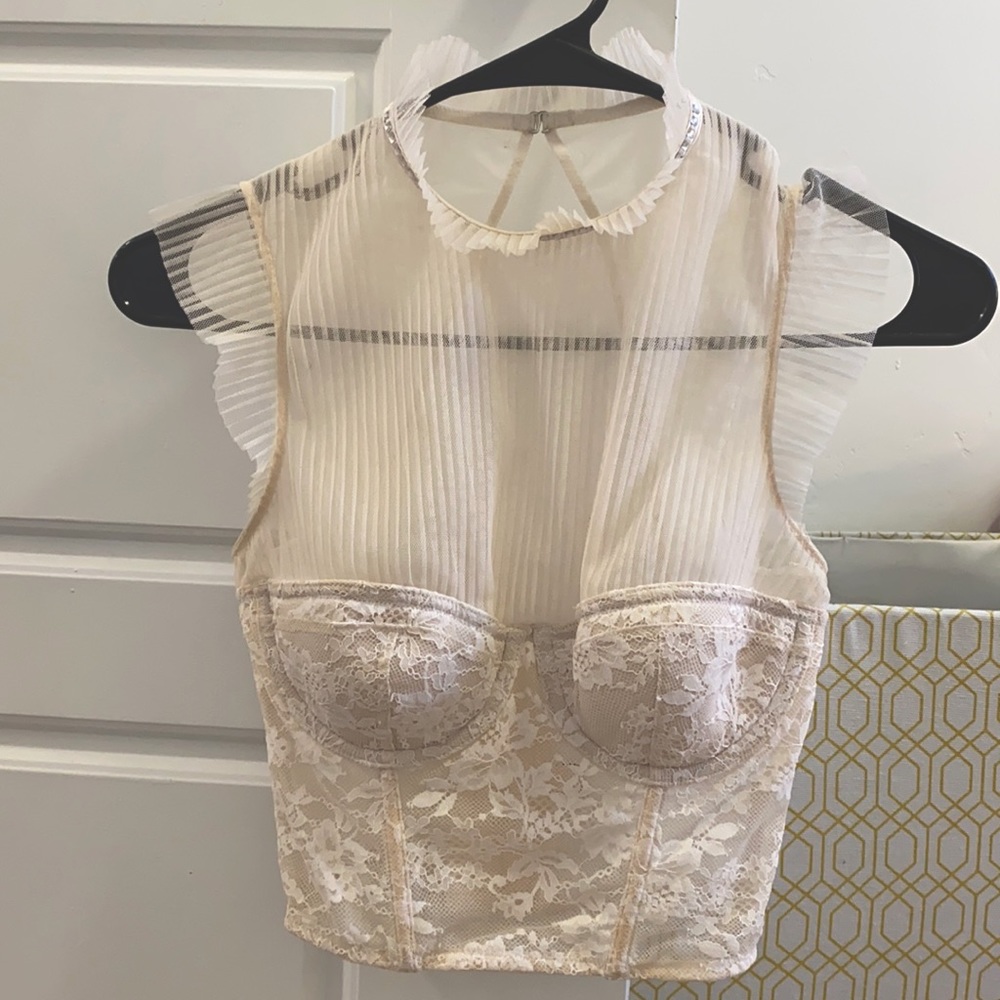 Cream lace corset top
